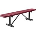 Global Industrial 72 Perforated Metal Outdoor Flat Bench, Red 262075RD
